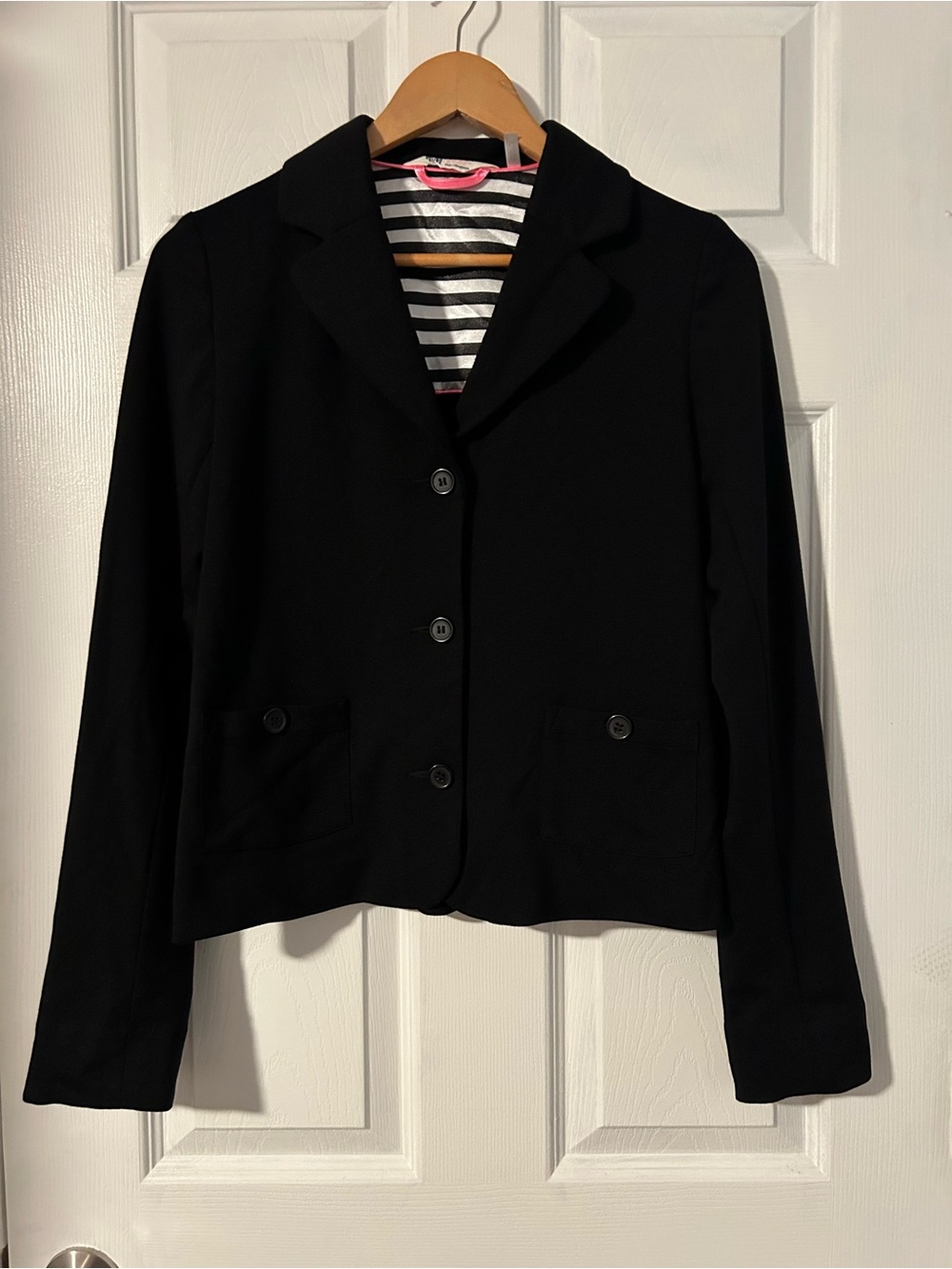 Girl’s Black Blazer with Striped Lining
